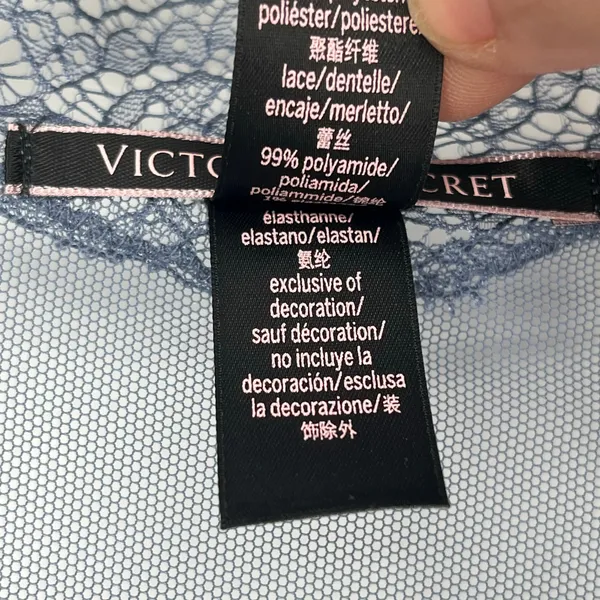 Victoria's Secret Sheer Mesh Lace Kimono Robe Slate Blue Open Front M/L - Image 4