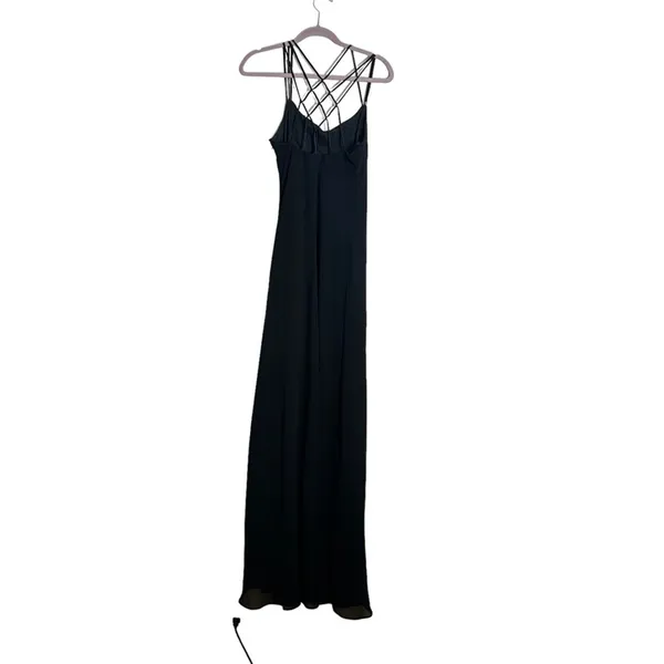 Vintage Cachet Strappy‎ Black Web Back Formal Maxi Dress 12 - Image 2
