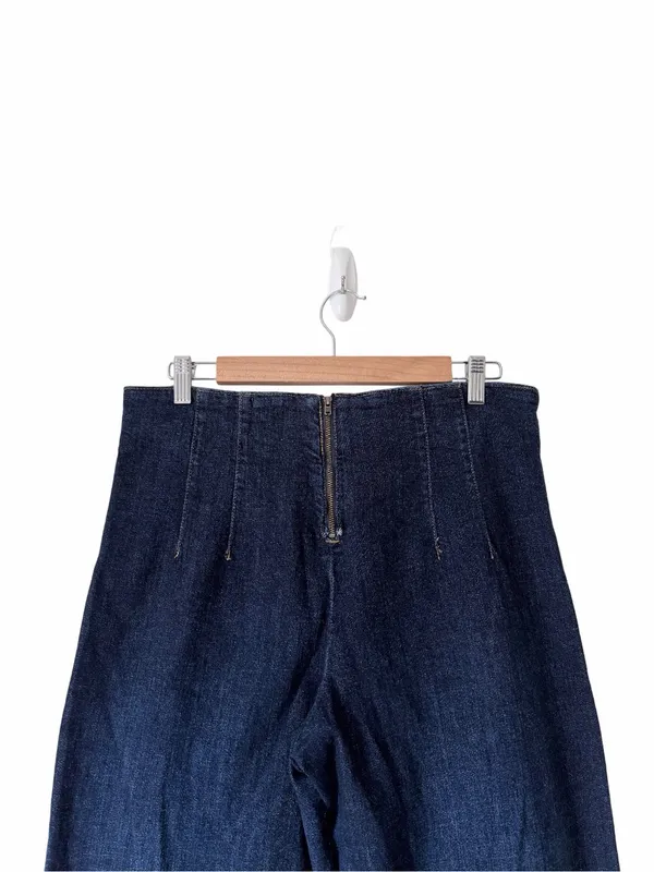 Maeve The Collette Anthropologie Ruffle Hem High Rise Wide Leg Crop Jeans 31 - Image 5
