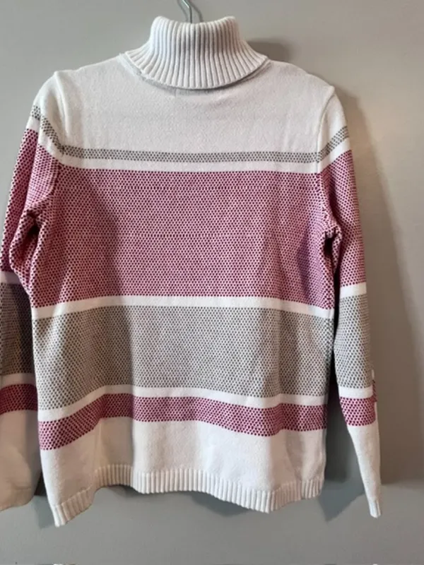 Pink/White/Beige 100% Cotton Turtleneck White - Image 3