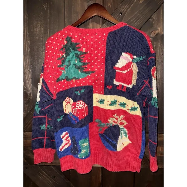 VTG Dean's of Scotland Patchwork Sweater Medium Ugly Christmas‎ Heavy Knit - Image 5