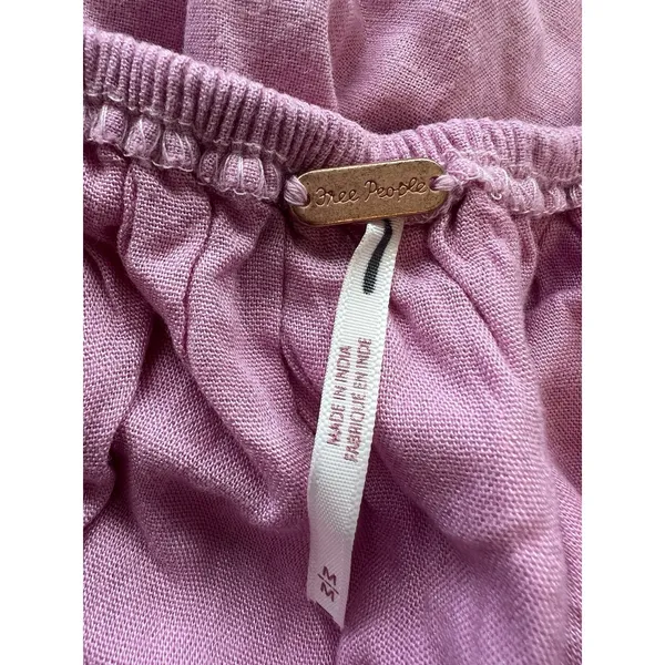 Free People Apron‎ Overalls Mini Dress Milkmaid Coquette Linen Barbiecore Hippie - Image 5