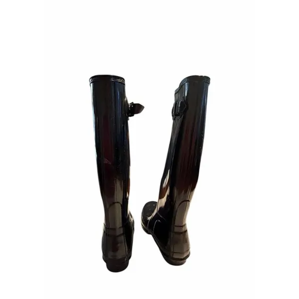 Hunter Women Tall Rubber Black Rain Boots US 7 Waterproof Gloss Black - Image 4