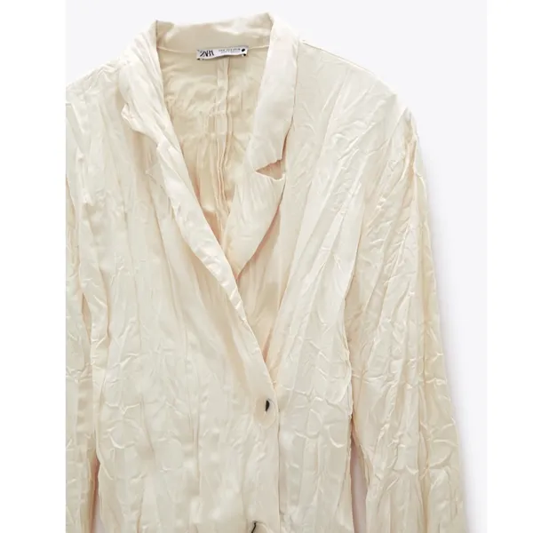 NWT  Zara CREASED-EFFECT SATIN JACKET Medium Lightweight - Image 2