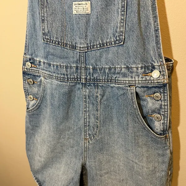 Levis Women's Denim Shortalls Light Wash Bib Overalls Blue Small Country Western - Image 6