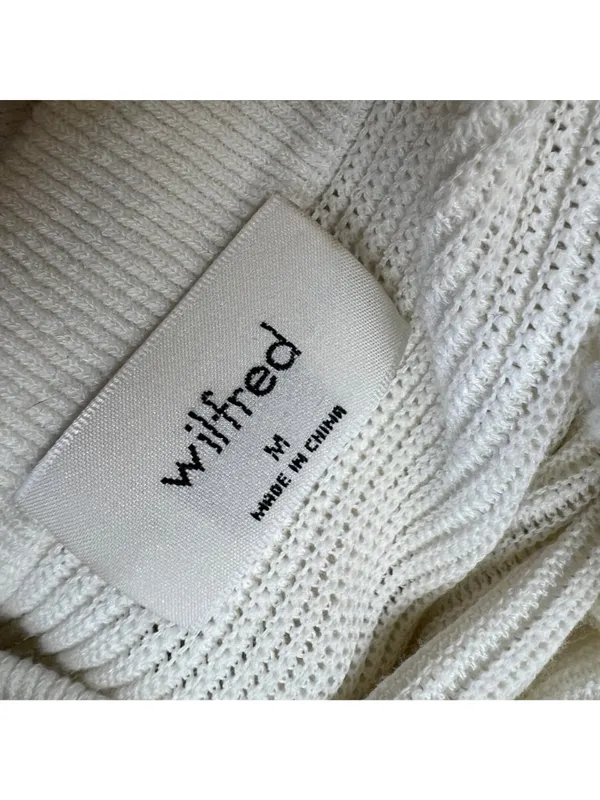 Wilfred Ribbed Knit Button-Up Cropped V-Neck Cardigan Sweater Ivory Size Medium - Image 8