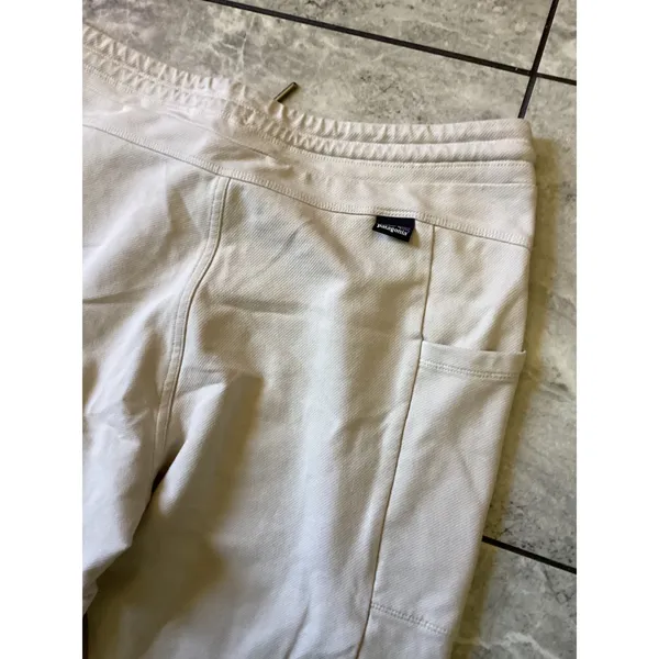 Patagonia Mahnya Fleece Pants Cream Organic Cotton Joggers Womens Small - Image 8