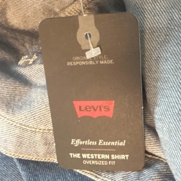 Levi's Premium Dorsey Patchwork Western Shirt Sm Pearl Snaps NWT Oversized Baggy - Image 8
