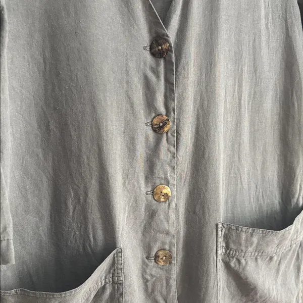 ZARA Lillian Gray Linen Jumpsuit Button-Down Linen Romper Women’s Size Medium - Image 9