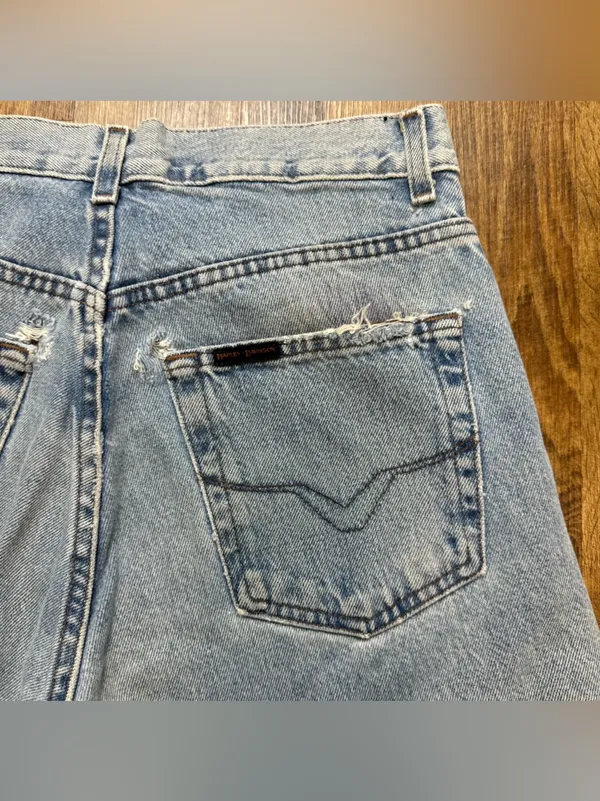 Vtg Y2K Harley-Davidson Baggy Cut Off Jorts Distressed Denim Jean Shorts Sz 31 - Image 10