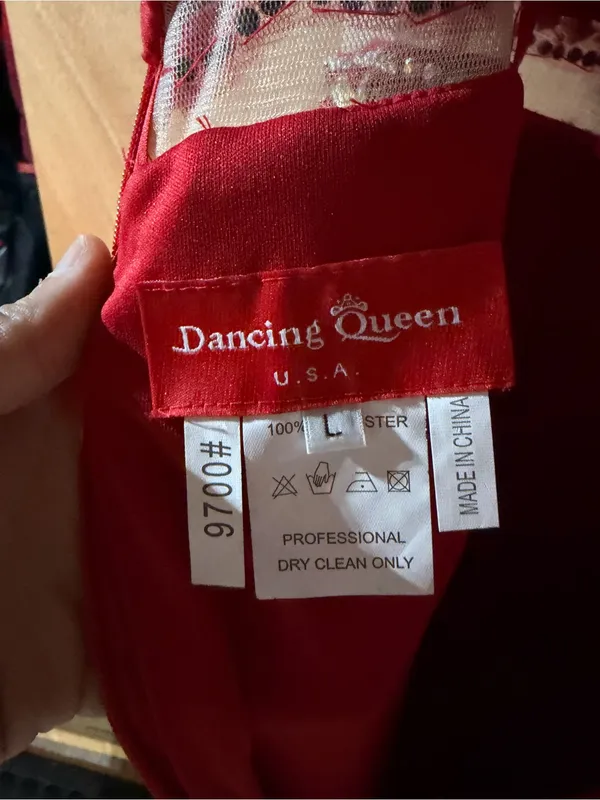 Dancing Queen Red Beaded Illusion Bodice Gown - Image 4