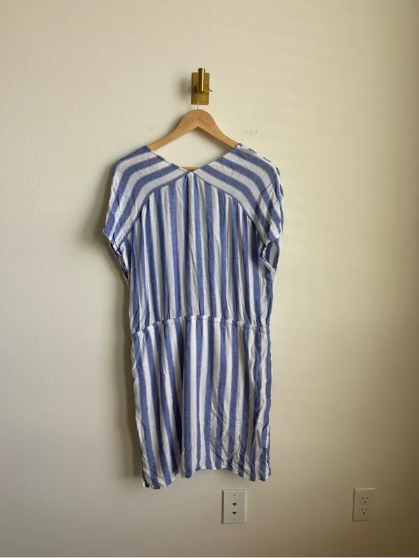 Rails Wren Pacifica Stripe Linen Blend Kaftan Dress Blue White Size Medium - Image 13