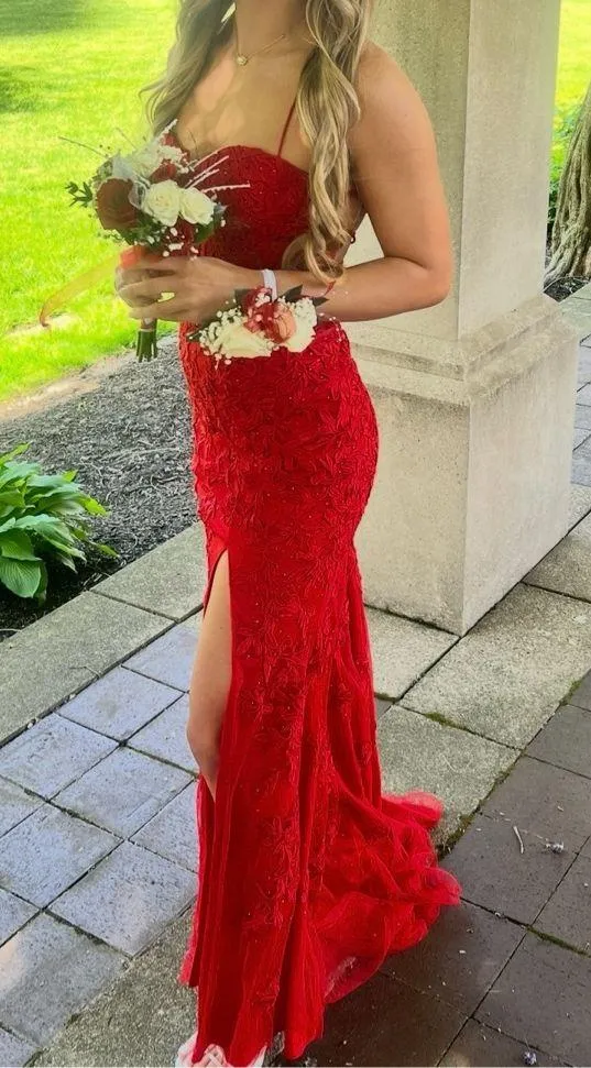 Faviana Prom Dress Red Slit 11054 - Image 5