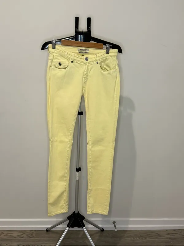 Maison Scotch La Parisienne Yellow Skinny Jeans Size 27/32 Stretch Denim - Image 2