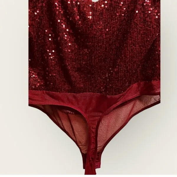 NWT Free People Red Sequin Sweetheart Bodysuit Party Going Out Top - Image 5