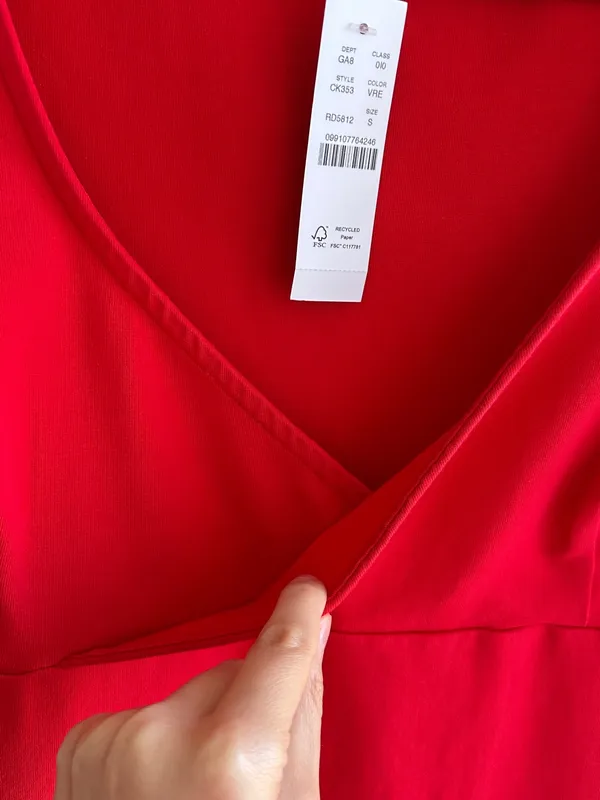 J. Crew Stretch Cotton Cap-Sleeve Crossover Shirt, Vintage Red, Size Small, NWT - Image 11