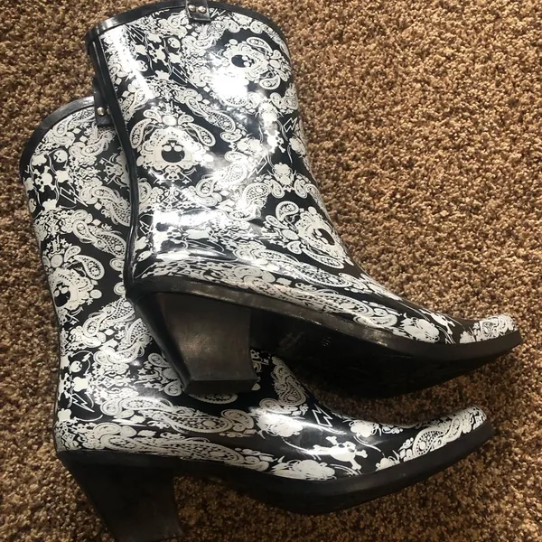Sweet Beauty Skull Rain Boot Pull on Cowboy Boot Size 11 - Image 6