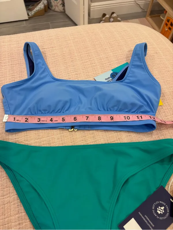 Fair Harbor Blue Crop Bikini Top & Teal Bikini Bottom Set size‎ Small - Image 6