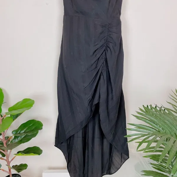 Bellevue Olivia Black Cowl Neck Gown Maxi Dress with Ruched Hem Wedding Guest - Image 4