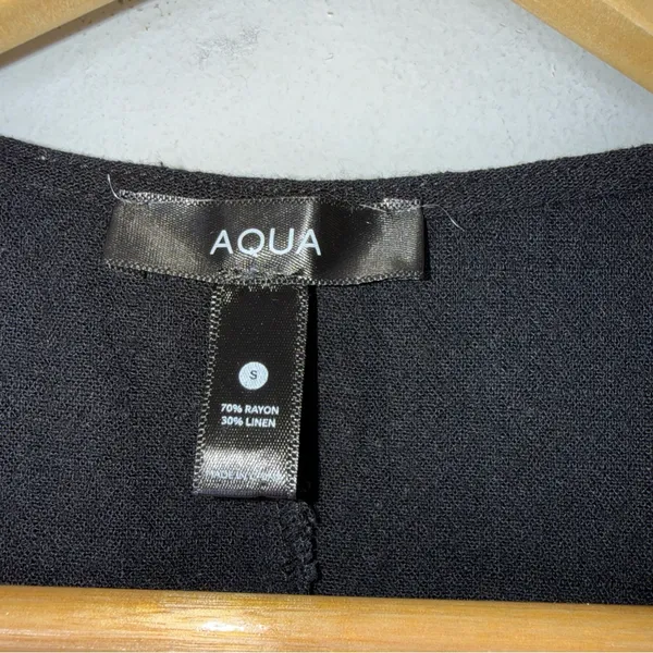 aqua‎ linen blend sleeveless Crop Button Down Vest Black Small - Image 4