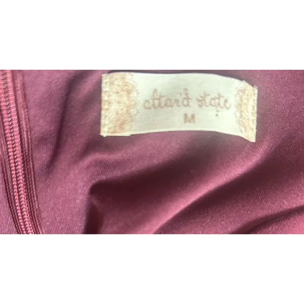 Altar’d State Dress Sz Medium Burgundy Scalloped Neckline Preppy Party Career - Image 8