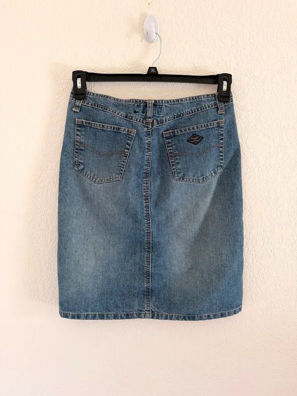 Y2K Knee Length Denim Skirt Blue - Image 2
