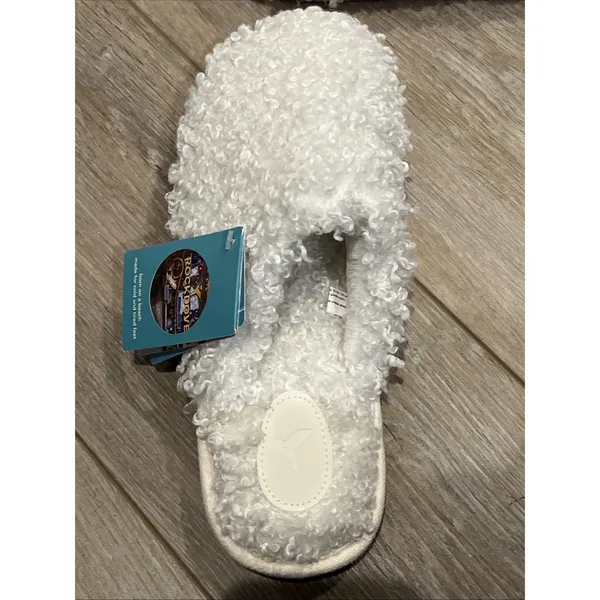 RockDove Women's Twirl Fleece Cozy Scuff Slippers Indoor Non-Slip Sz 7-8 M White - Image 2