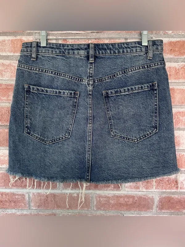 We the Free People NEW Denim Jean Mini Skirt Zip Up Women’s 30 Frayed Western - Image 5