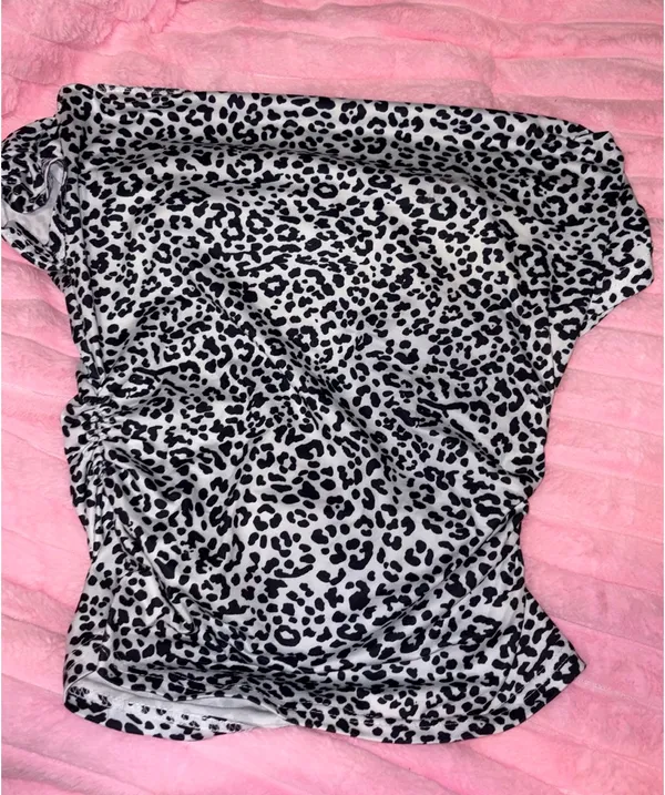 SheIn IslaSuriya Summer Fashion Leopard Print Ruched T-Shirt - Image 2