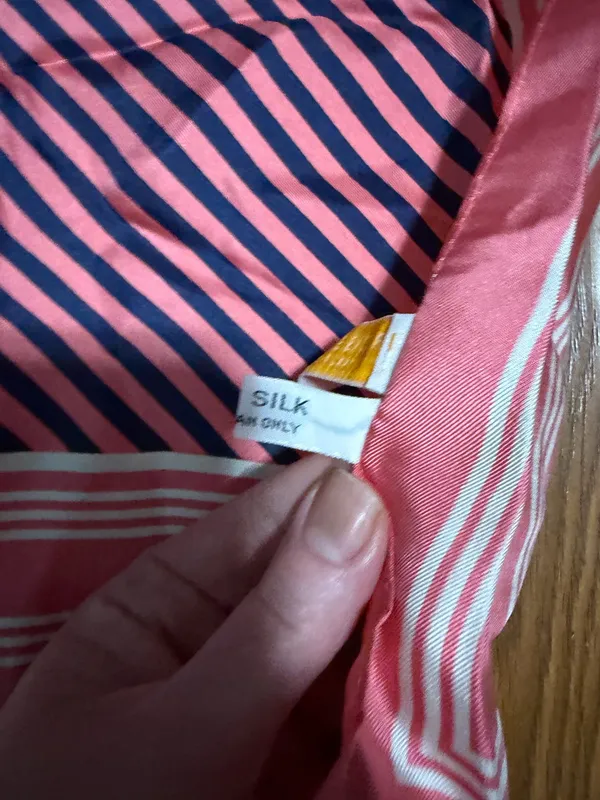 Brooks Brothers Silk Pink & Blue Striped Scarf - Image 4