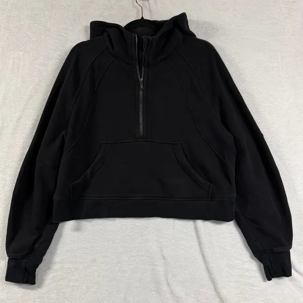 Lululemon M/L Scuba Oversized 1/2 Zip Black Hoodie Cropped Pullover Athleisure - Image 4