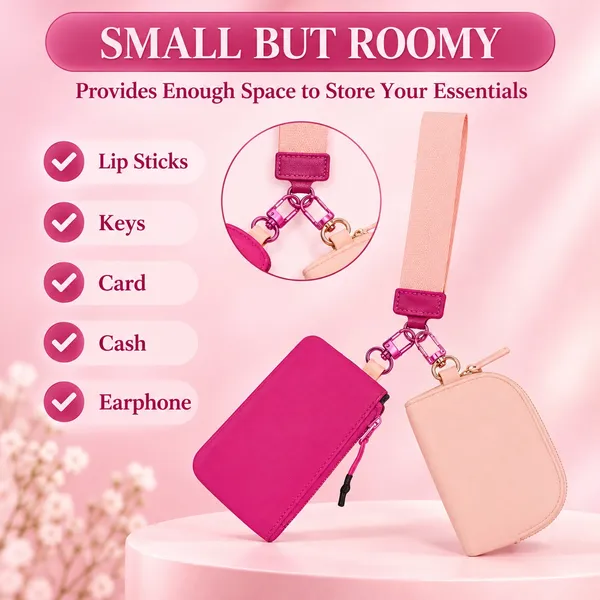 GlowByRose Pink Wallet Keychain Set – Fuchsia & Blush Pink - Image 3
