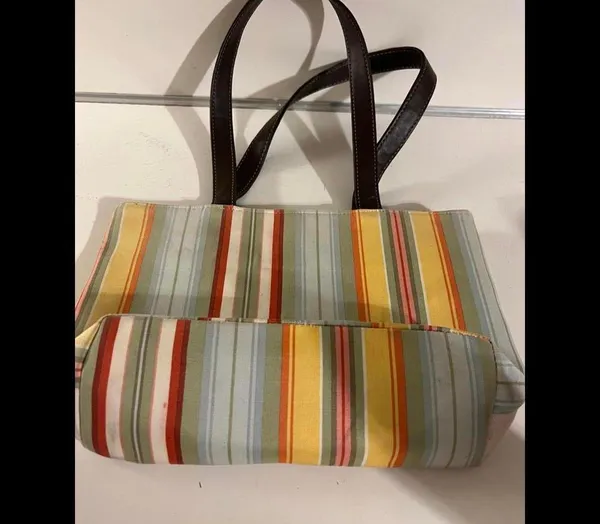 Longaberger Floral Handbag with Stripes - Image 4