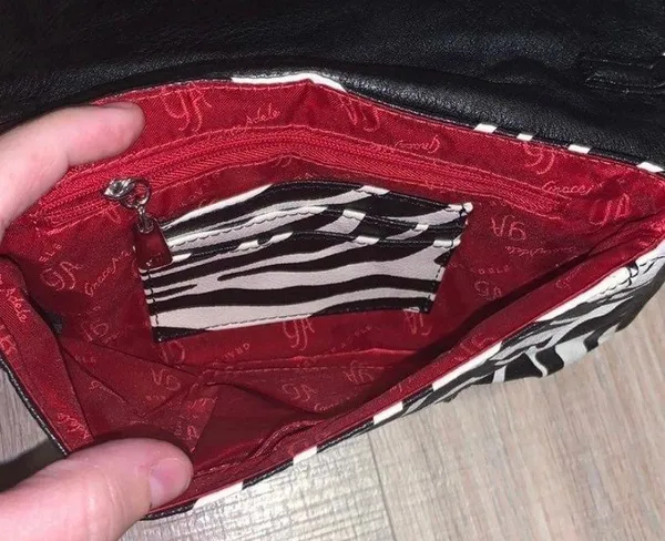Grace Adele sequined zebra print clutch - Image 4