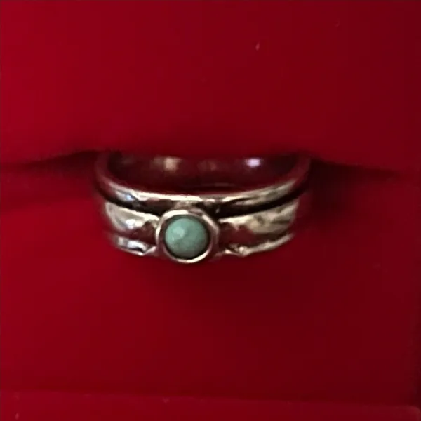 &merci Boho/Chic Design Stainless Steel Silver w/ Faux Turquoise Band Size 6 - Image 2