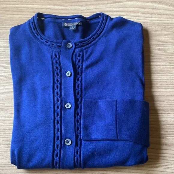 Brooks Brothers Blue Long Sleeve Knit Button Up Cardigan Sweater S - Image 4