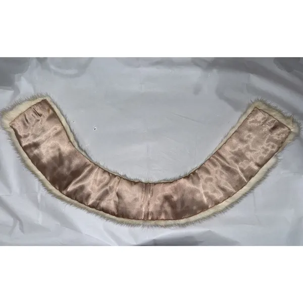 VINTAGE‎ Cream Beige MINK FUR COLLAR SATIN LINED - Image 3