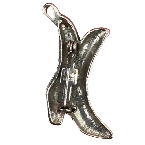 Vintage Silver Tone Western Horse Head Lapel Pin and Cowboy Boot‎ Brooch Set - Image 5