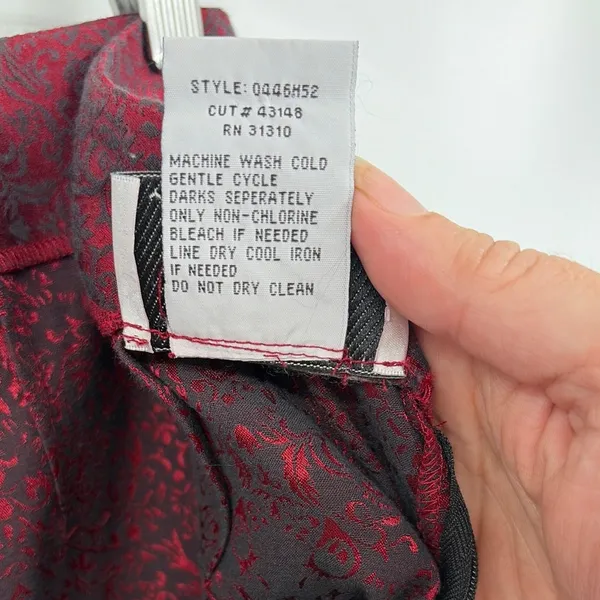 Y2K AGB Brocade Skirt Sz 6 Cherry Red Dark Academia Preppy Gothic Hong Kong 90s - Image 9