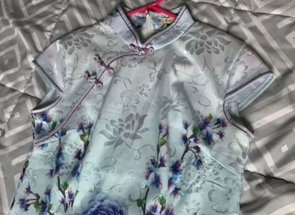 Traditional Chinese qipao embroidered floral silk dress - Image 2