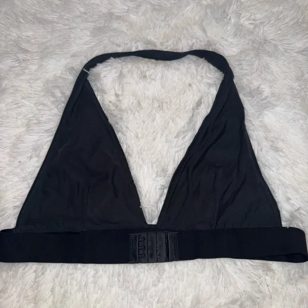 Skims Cotton Rib Intimates Plunge Bra Halter Neck Black size 3XL - Image 4
