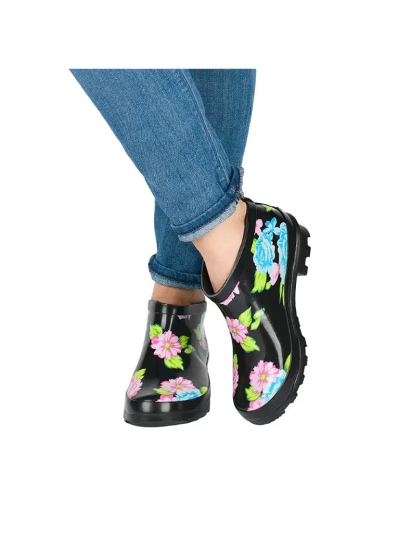 NWT Journee Collection Womens Short Rainer Rain Boot Bootie Floral Black 7M - Image 2