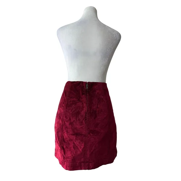Free People Red Velvet Mini Skirt - Image 7