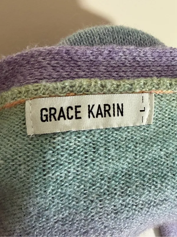 Grace Karin Ombré Rainbow Open Front Cardigan Sweater - Image 5