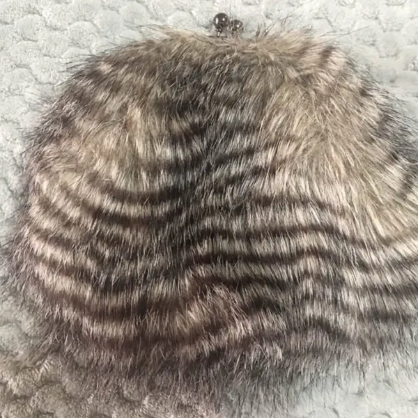 Chico’s Elegant Gray Fax Chain Fur Shoulder Bag - Image 4