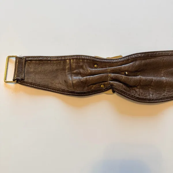 Handmade 90s Vintage asymmetric waist belt, buttery soft leather, brown, snaps closure, S - Image 4