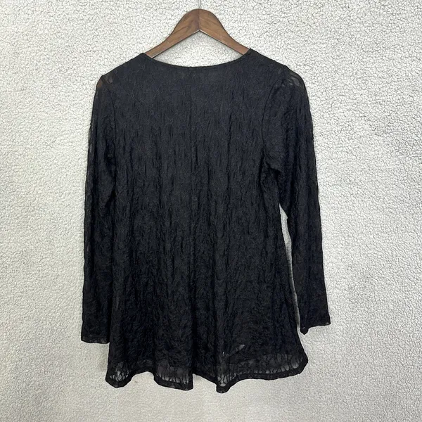 Joan Rivers Lace Tunic Top Womens XS Black Long Sleeve Floral Crew‎ Neck Elegant - Image 3