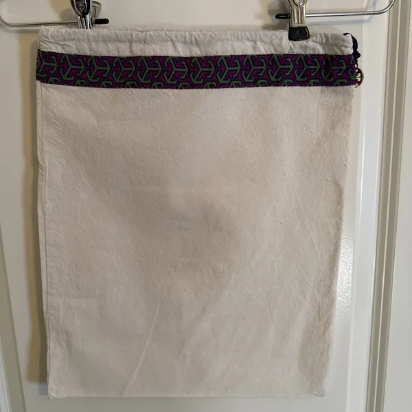 Tory Burch Cream Canvas Dust Bag With Purple And Green Accent Gold‎ Logo 12x16 - Image 2