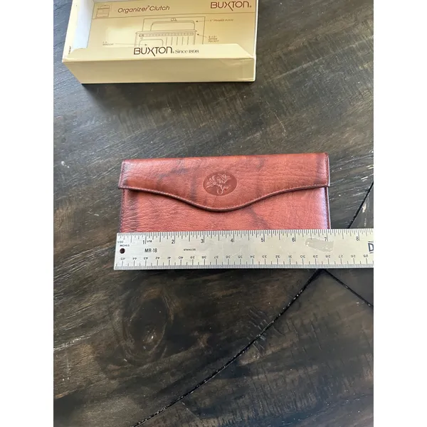 Vintage Buxton Brown Leather Organizer Clutch Wallet Checkbook Kiss Lock 25936-C - Image 9
