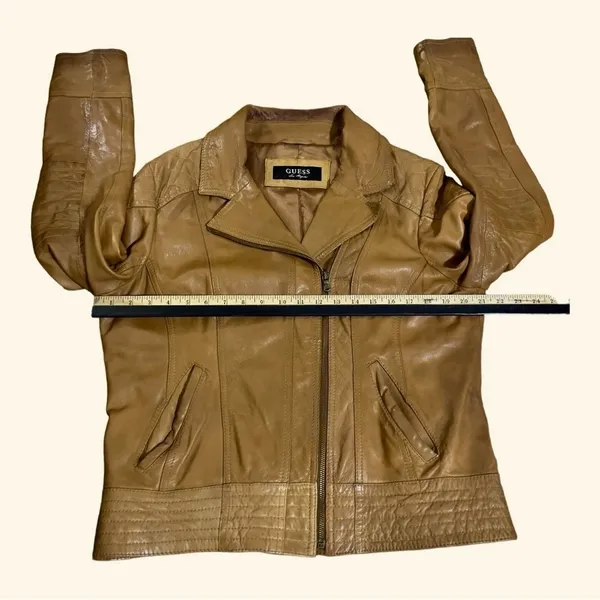 GUESS LOS ANGELES Womens Distressed Genuine, Leather Motorcycle Moto Jacket Coat - Image 10
